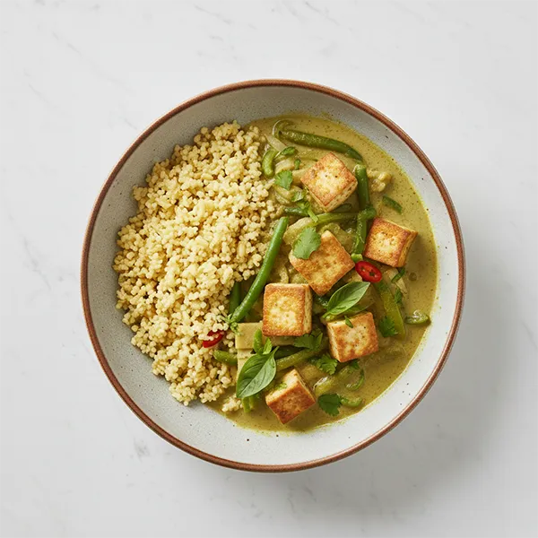 Thai Tofu Green Curry with Sticky Millet